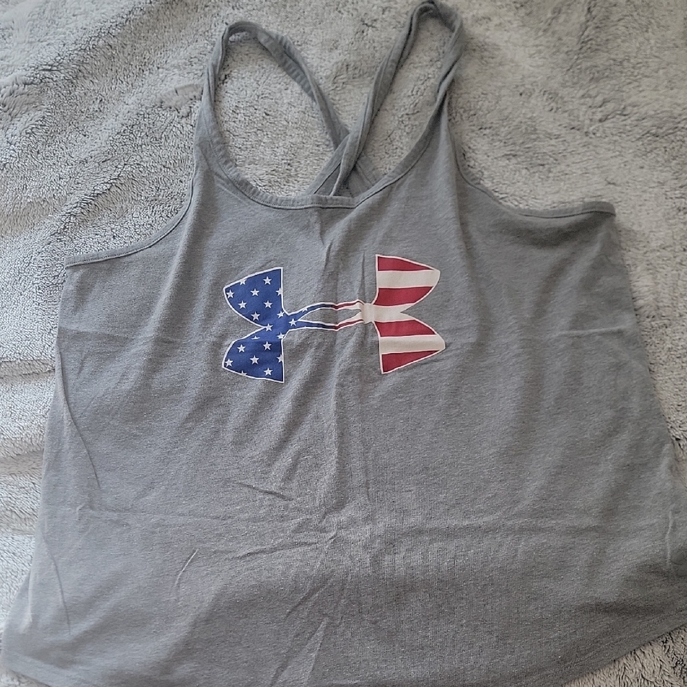 Under Armour Gray Tank Top with Patriotic Logo